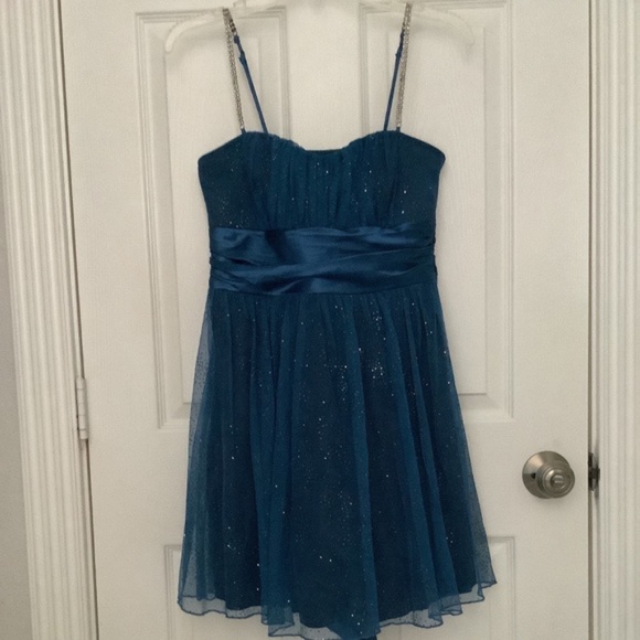 Speechless Sparkly Blue Dress w/ Rhinestone Straps L NWT OTHER- SEE DESCRIPTION - Picture 1 of 16
